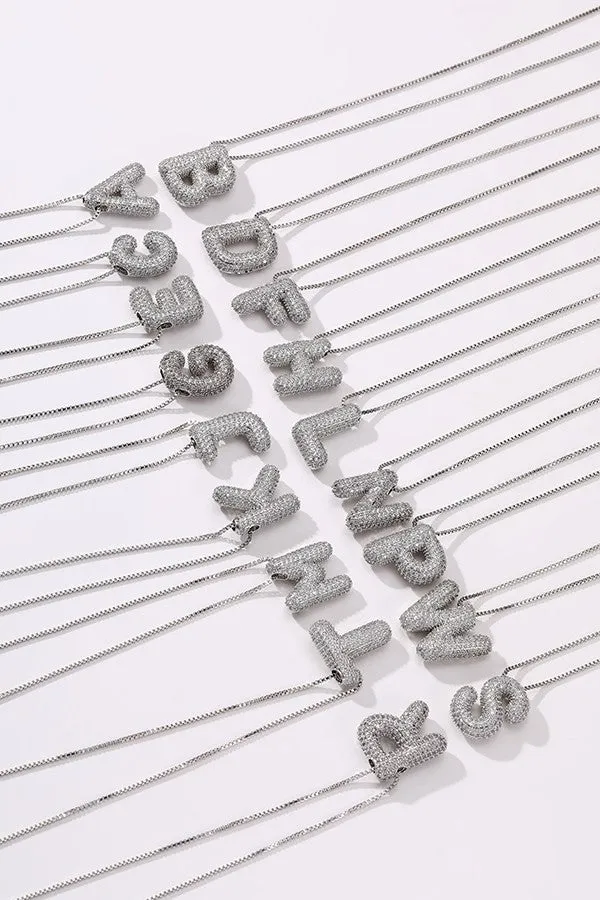 Personalized Bubble Necklace F Silver